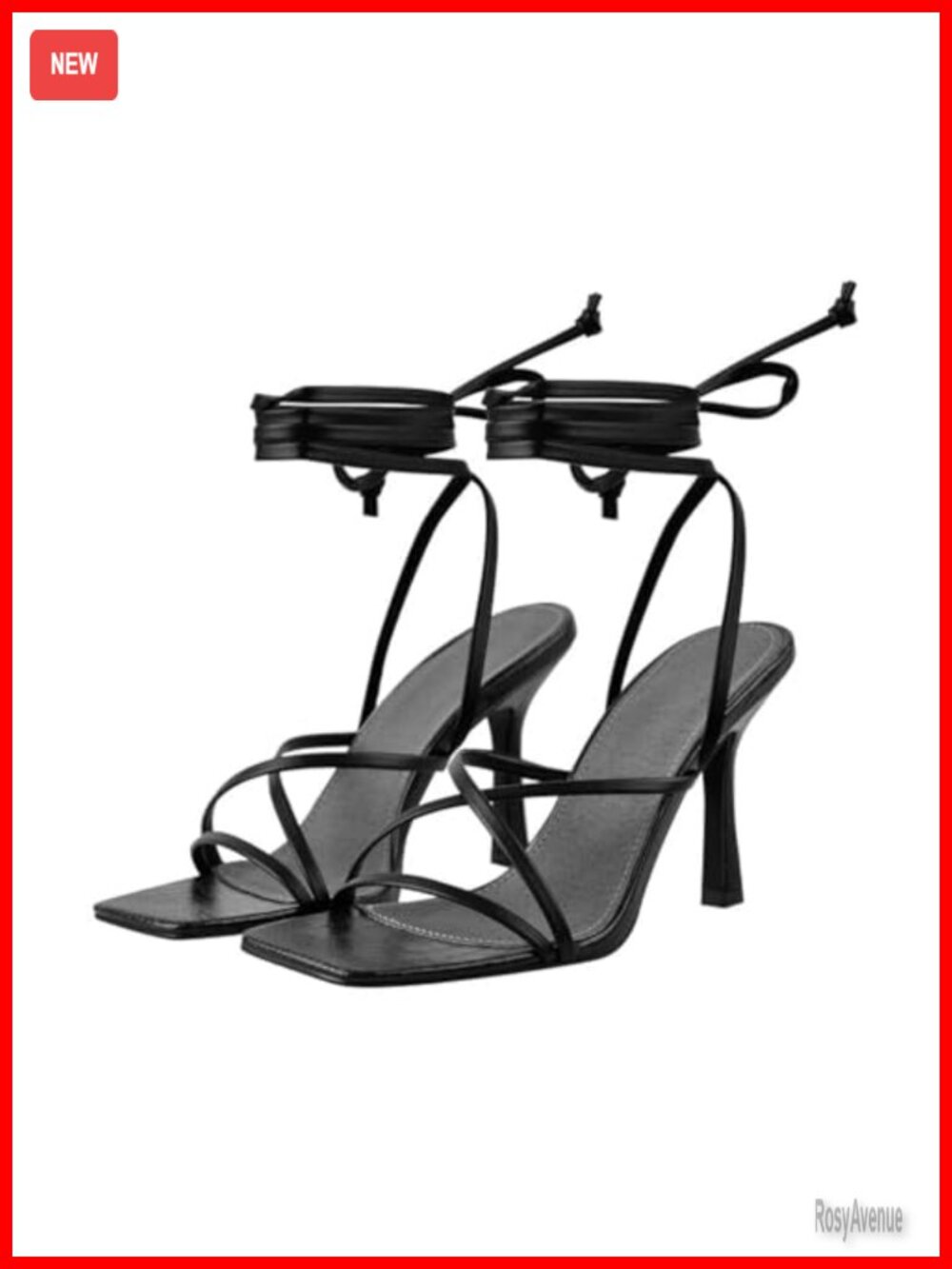 LISHAN Women's Stiletto High Heels Strappy Lace Up Sandals Vegan Friendly